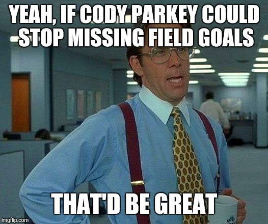 That Would Be Great | YEAH, IF CODY PARKEY COULD STOP MISSING FIELD GOALS THAT'D BE GREAT | image tagged in memes,that would be great | made w/ Imgflip meme maker