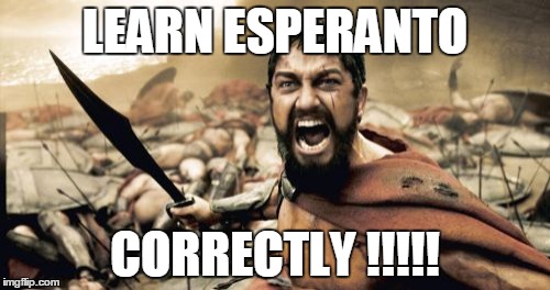 Sparta Leonidas | LEARN ESPERANTO CORRECTLY !!!!! | image tagged in memes,sparta leonidas | made w/ Imgflip meme maker