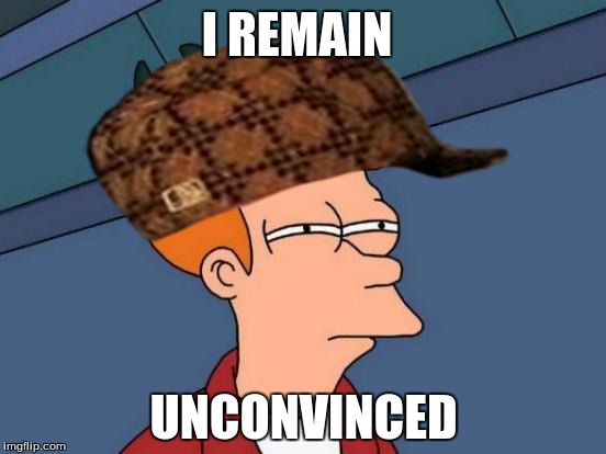 Futurama Fry Meme | I REMAIN UNCONVINCED | image tagged in memes,futurama fry,scumbag | made w/ Imgflip meme maker