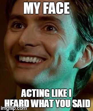 smile and nod | MY FACE ACTING LIKE I HEARD WHAT YOU SAID | image tagged in david tennant smile,memes | made w/ Imgflip meme maker