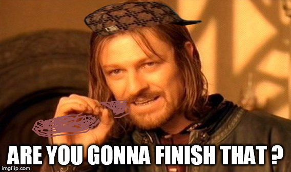 One Does Not Simply Meme | ARE YOU GONNA FINISH THAT ? | image tagged in memes,one does not simply,scumbag | made w/ Imgflip meme maker