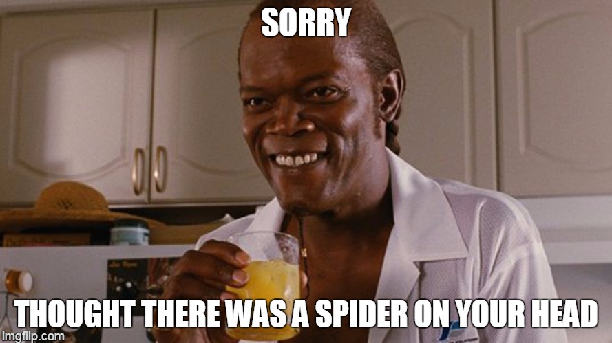SORRY THOUGHT THERE WAS A SPIDER ON YOUR HEAD | made w/ Imgflip meme maker