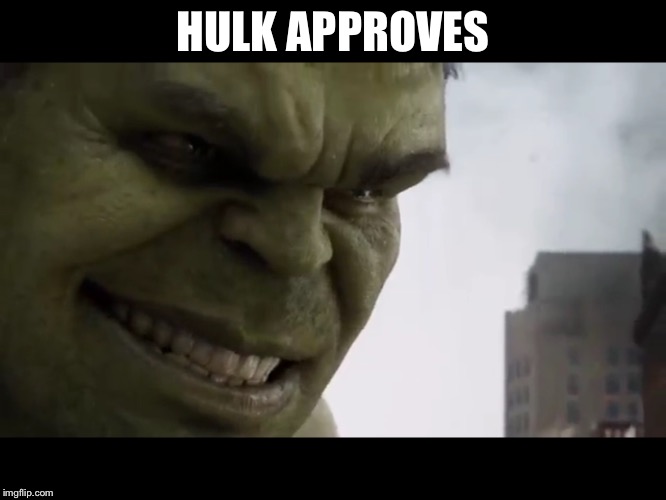 HULK APPROVES | image tagged in hulk | made w/ Imgflip meme maker