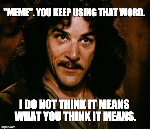 Inigo Montoya Meme | "MEME". YOU KEEP USING THAT WORD. I DO NOT THINK IT MEANS WHAT YOU THINK IT MEANS. | image tagged in memes,inigo montoya | made w/ Imgflip meme maker