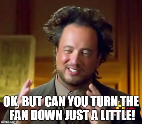Ancient Aliens | OK, BUT CAN YOU TURN THE FAN DOWN JUST A LITTLE! | image tagged in memes,ancient aliens | made w/ Imgflip meme maker