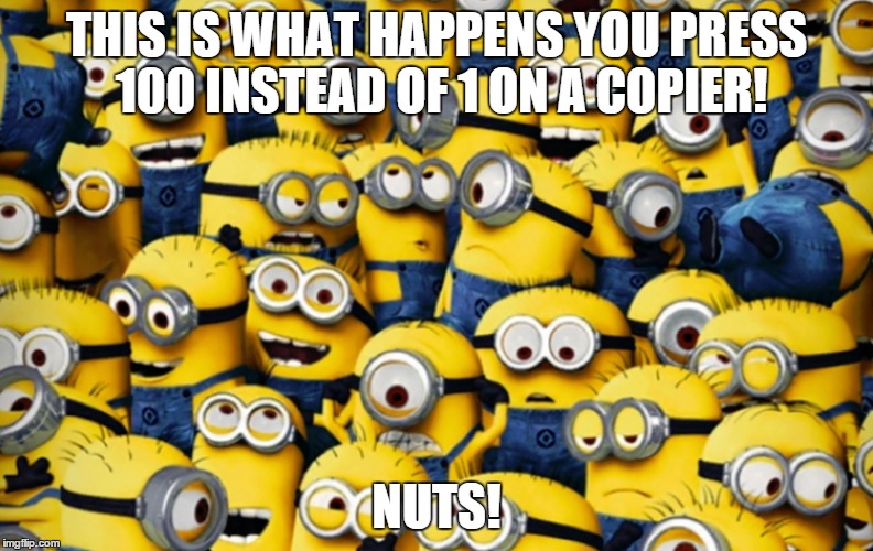 THIS IS WHAT HAPPENS YOU PRESS 100 INSTEAD OF 1 ON A COPIER! NUTS! | image tagged in mistake,comedy | made w/ Imgflip meme maker