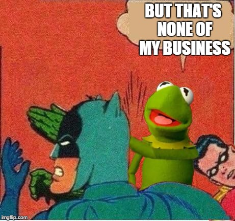 But That's None Of My Business | BUT THAT'S NONE OF MY BUSINESS | image tagged in kermit saving robin | made w/ Imgflip meme maker