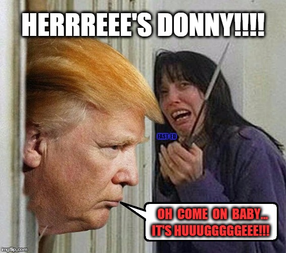 HERRREEE'S DONNY!!!! IT'S HUUUGGGGGEEE!!! OH  COME  ON  BABY... FAST  ED | image tagged in heeerrrreeessss,donny | made w/ Imgflip meme maker