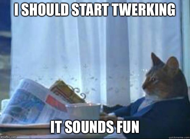 I should buy cat | I SHOULD START TWERKING IT SOUNDS FUN | image tagged in i should buy cat | made w/ Imgflip meme maker