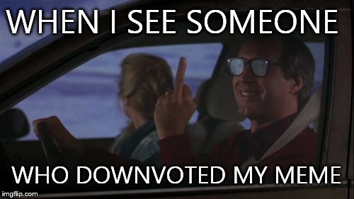 Chevy Chase's Day Off | WHEN I SEE SOMEONE WHO DOWNVOTED MY MEME | image tagged in chevy chase's day off | made w/ Imgflip meme maker