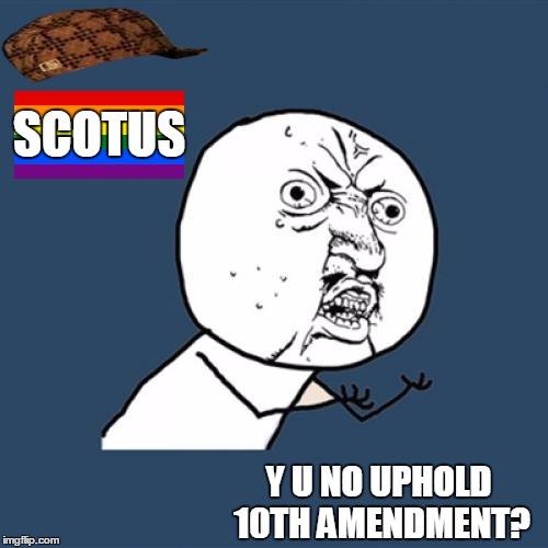 Y U No Meme | SCOTUS Y U NO UPHOLD 10TH AMENDMENT? | image tagged in memes,y u no,scumbag | made w/ Imgflip meme maker