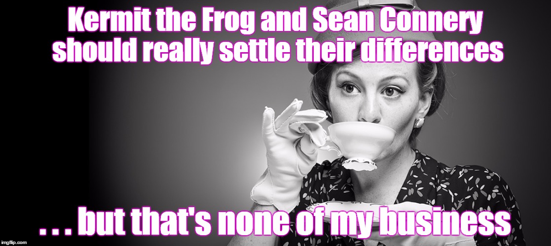 Before any unnecessary blood is spilled | Kermit the Frog and Sean Connery should really settle their differences . . . but that's none of my business | image tagged in funny memes,meme war,kermit the frog,sean connery  kermit,kermit vs connery | made w/ Imgflip meme maker