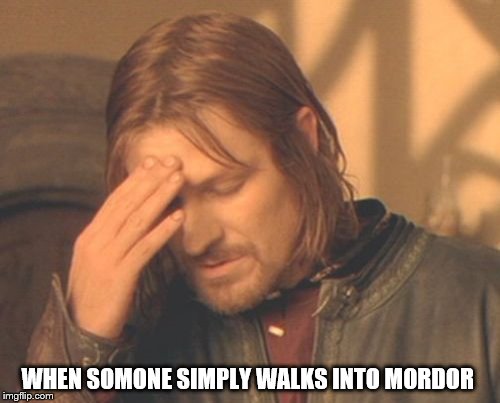 Frustrated Boromir | WHEN SOMONE SIMPLY WALKS INTO MORDOR | image tagged in memes,frustrated boromir | made w/ Imgflip meme maker