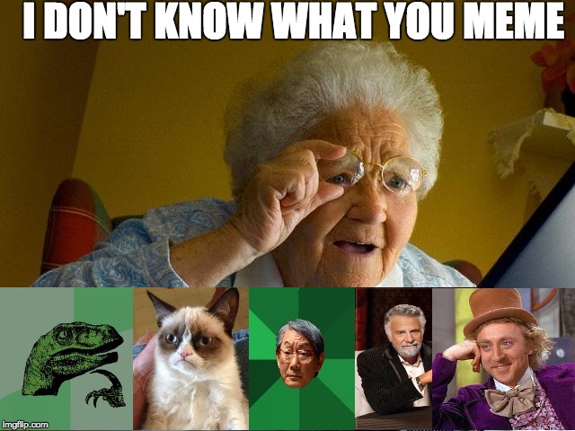 Grandma Finds The Internet Meme | I DON'T KNOW WHAT YOU MEME | image tagged in memes,grandma finds the internet | made w/ Imgflip meme maker