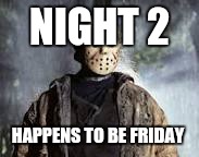 NIGHT 2 HAPPENS TO BE FRIDAY | made w/ Imgflip meme maker