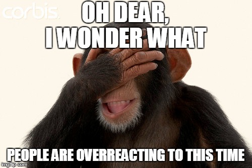 OH DEAR, PEOPLE ARE OVERREACTING TO THIS TIME I WONDER WHAT | made w/ Imgflip meme maker