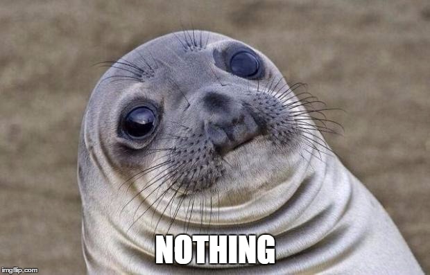 Awkward Moment Sealion Meme | NOTHING | image tagged in memes,awkward moment sealion | made w/ Imgflip meme maker