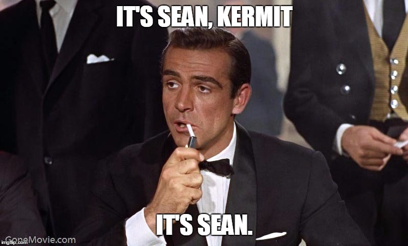 Sean Connery | IT'S SEAN, KERMIT IT'S SEAN. | image tagged in sean connery | made w/ Imgflip meme maker