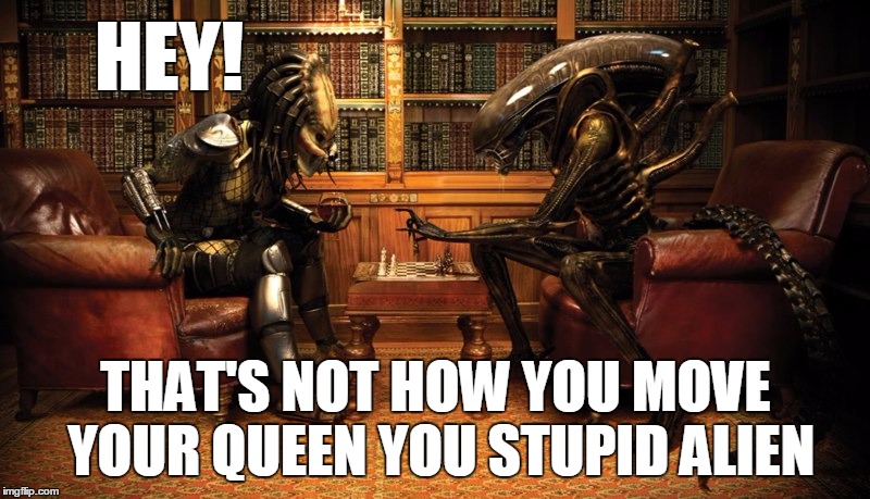 HEY! THAT'S NOT HOW YOU MOVE YOUR QUEEN YOU STUPID ALIEN | made w/ Imgflip meme maker
