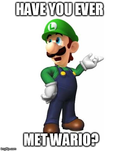 Logic Luigi | HAVE YOU EVER MET WARIO? | image tagged in logic luigi | made w/ Imgflip meme maker