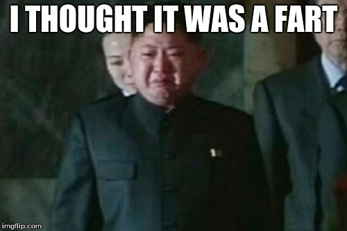 Kim Jong Un Sad | I THOUGHT IT WAS A FART | image tagged in memes,kim jong un sad | made w/ Imgflip meme maker