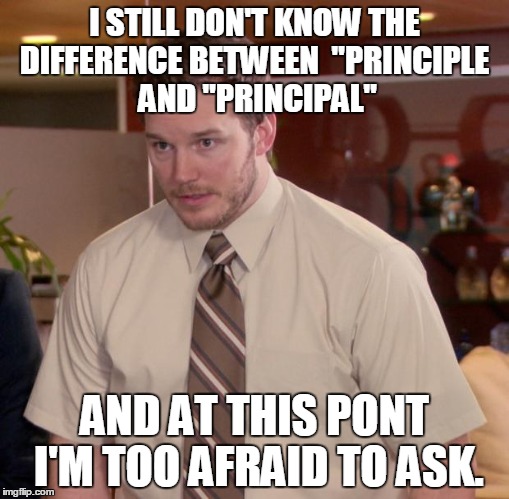 Afraid To Ask Andy | I STILL DON'T KNOW THE DIFFERENCE BETWEEN 
"PRINCIPLE
 AND "PRINCIPAL" AND AT THIS PONT I'M TOO AFRAID TO ASK. | image tagged in memes,afraid to ask andy | made w/ Imgflip meme maker