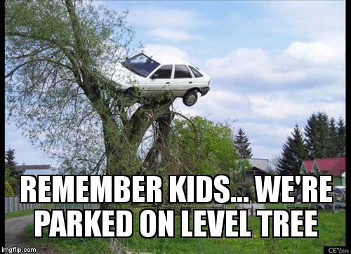 Secure Parking | REMEMBER KIDS... WE'RE PARKED ON LEVEL TREE | image tagged in memes,secure parking | made w/ Imgflip meme maker