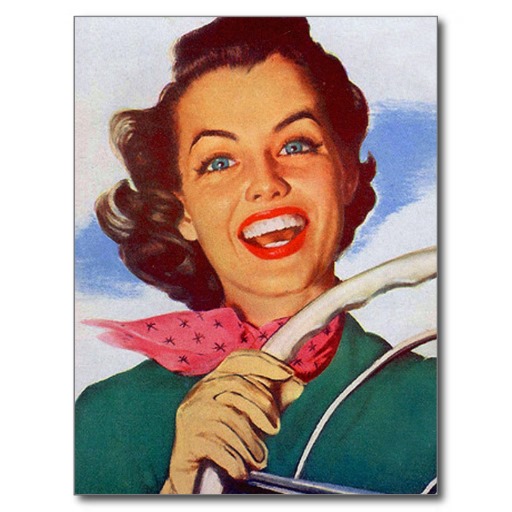 High Quality Vintage '50s woman driver Blank Meme Template
