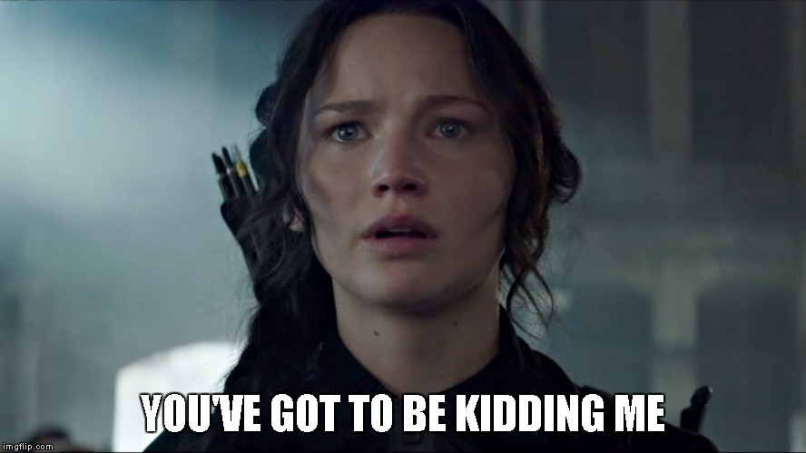 YOU'VE GOT TO BE KIDDING ME | image tagged in katniss | made w/ Imgflip meme maker