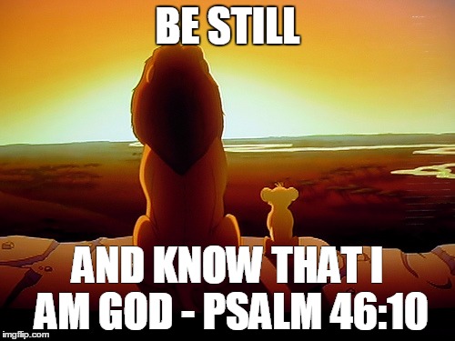 Lion King Meme | BE STILL AND KNOW THAT I AM GOD - PSALM 46:10 | image tagged in memes,lion king | made w/ Imgflip meme maker