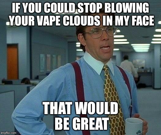 That Would Be Great Meme | IF YOU COULD STOP BLOWING YOUR VAPE CLOUDS IN MY FACE THAT WOULD BE GREAT | image tagged in memes,that would be great | made w/ Imgflip meme maker