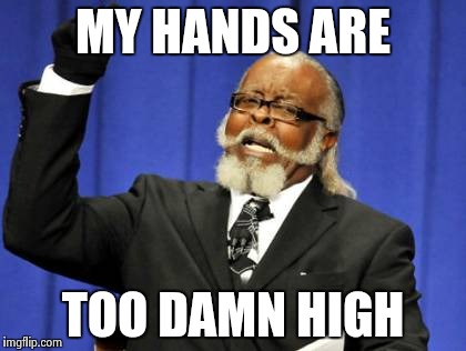 Too Damn High Meme | MY HANDS ARE TOO DAMN HIGH | image tagged in memes,too damn high | made w/ Imgflip meme maker