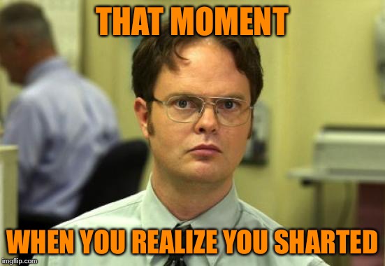 Dwight Schrute Meme | THAT MOMENT WHEN YOU REALIZE YOU SHARTED | image tagged in memes,dwight schrute | made w/ Imgflip meme maker