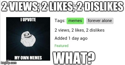 2 VIEWS, 2 LIKES, 2 DISLIKES WHAT? | image tagged in memes | made w/ Imgflip meme maker