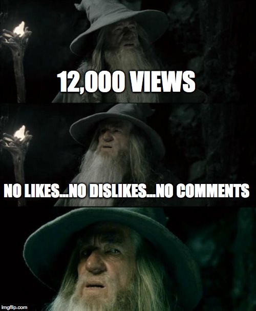 Confused Gandalf Meme | 12,000 VIEWS NO LIKES...NO DISLIKES...NO COMMENTS | image tagged in memes,confused gandalf | made w/ Imgflip meme maker