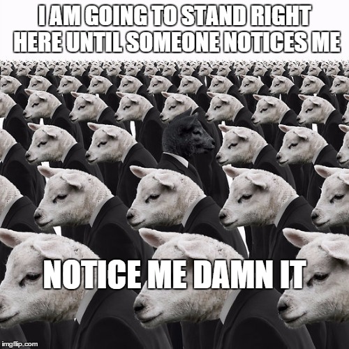 I AM GOING TO STAND RIGHT HERE UNTIL SOMEONE NOTICES ME NOTICE ME DAMN IT | image tagged in humor,fetish | made w/ Imgflip meme maker