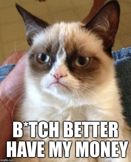 Grumpy Cat Meme | B*TCH BETTER HAVE MY MONEY | image tagged in memes,grumpy cat | made w/ Imgflip meme maker