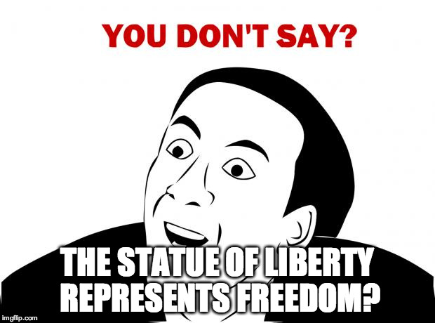 You Don't Say | THE STATUE OF LIBERTY REPRESENTS FREEDOM? | image tagged in memes,you don't say | made w/ Imgflip meme maker