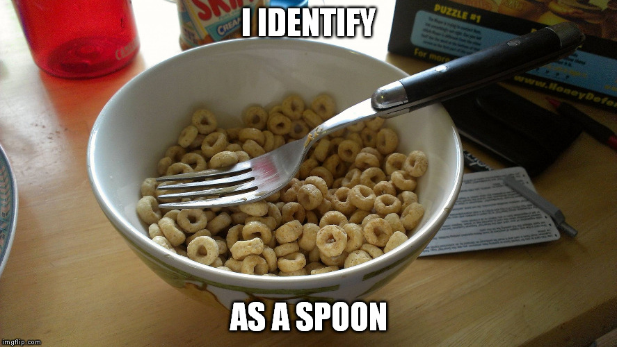 I IDENTIFY AS A SPOON | image tagged in i identify as | made w/ Imgflip meme maker