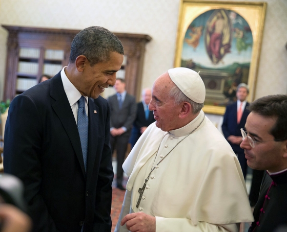 High Quality pope francis obama white house visit 2014 democratic 2016 electi Blank Meme Template