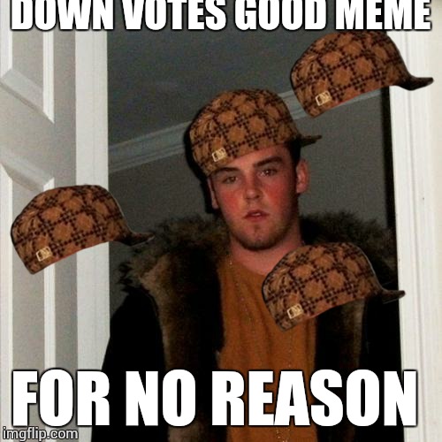 Scumbag Steve | DOWN VOTES GOOD MEME FOR NO REASON | image tagged in memes,scumbag steve,scumbag | made w/ Imgflip meme maker