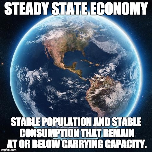 STEADY STATE ECONOMY STABLE POPULATION AND STABLE CONSUMPTION THAT REMAIN AT OR BELOW CARRYING CAPACITY. | made w/ Imgflip meme maker