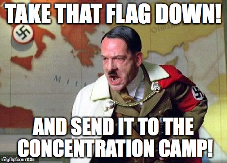 Angry Hitler | TAKE THAT FLAG DOWN! AND SEND IT TO THE CONCENTRATION CAMP! | image tagged in angry hitler | made w/ Imgflip meme maker