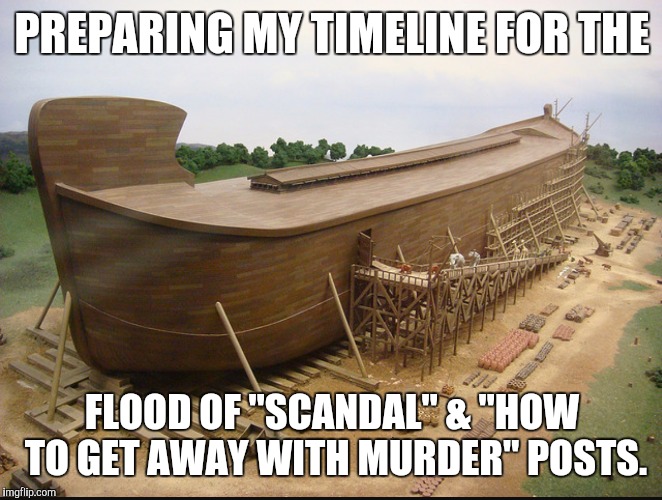Scandal | PREPARING MY TIMELINE FOR THE FLOOD OF "SCANDAL" & "HOW TO GET AWAY WITH MURDER" POSTS. | image tagged in scandal | made w/ Imgflip meme maker