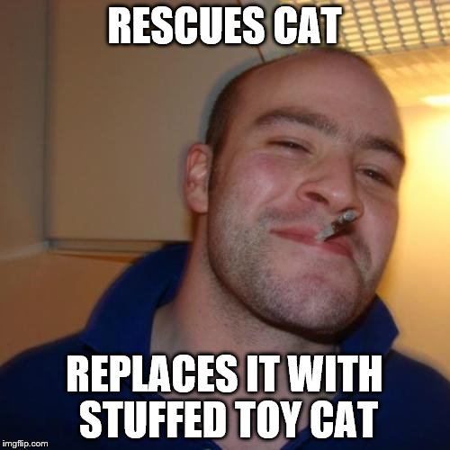 RESCUES CAT REPLACES IT WITH STUFFED TOY CAT | made w/ Imgflip meme maker