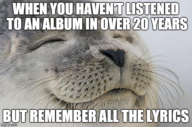 Satisfied Seal | WHEN YOU HAVEN'T LISTENED TO AN ALBUM IN OVER 20 YEARS BUT REMEMBER ALL THE LYRICS | image tagged in memes,satisfied seal | made w/ Imgflip meme maker