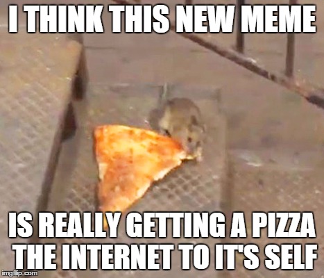pizza rat | I THINK THIS NEW MEME IS REALLY GETTING A PIZZA THE INTERNET TO IT'S SELF | image tagged in pizza rat | made w/ Imgflip meme maker