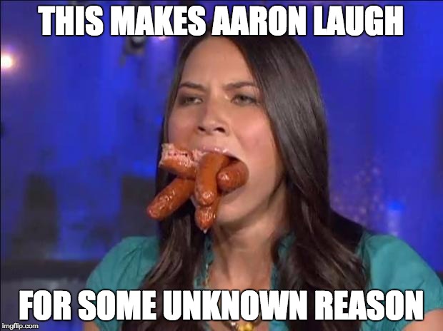 Olivia munn | THIS MAKES AARON LAUGH FOR SOME UNKNOWN REASON | image tagged in olivia munn | made w/ Imgflip meme maker