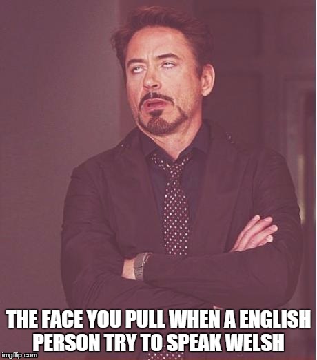 Face You Make Robert Downey Jr | THE FACE YOU PULL WHEN A ENGLISH PERSON TRY TO SPEAK WELSH | image tagged in memes,face you make robert downey jr | made w/ Imgflip meme maker