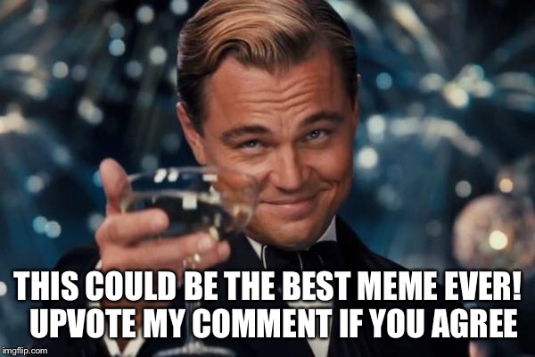 Leonardo Dicaprio Cheers Meme | THIS COULD BE THE BEST MEME EVER!  UPVOTE MY COMMENT IF YOU AGREE | image tagged in memes,leonardo dicaprio cheers | made w/ Imgflip meme maker